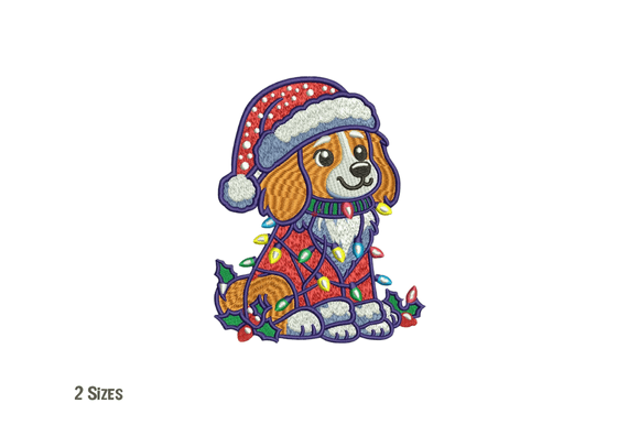 Adorable Christmas Dog Embroidery Design