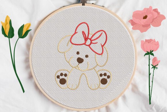 Baby Dog with Bow Applique Embroidery Review