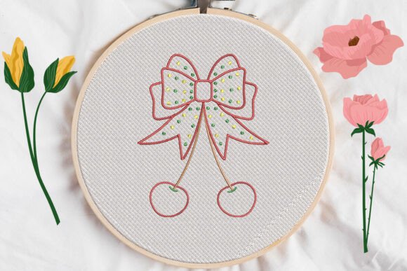 Christmas Bow Cherry Applique Embroidery Review
