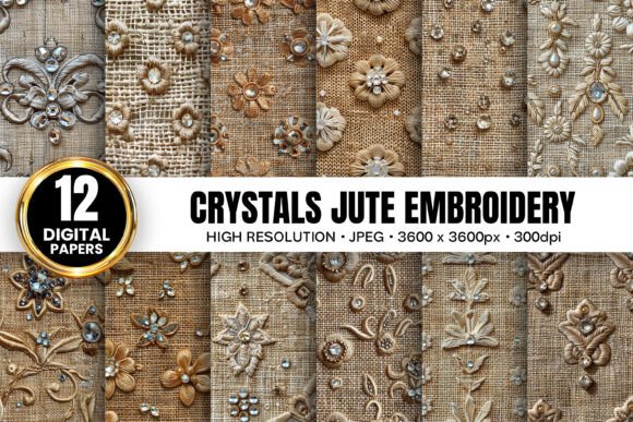 Crystals Jute Embroidery Digital Papers Review
