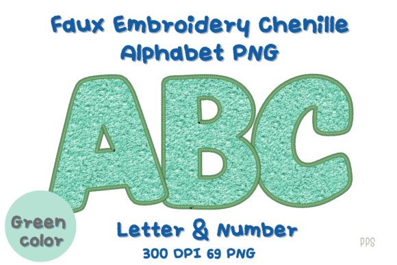 Green Faux Embroidery Alphabet Clipart Review